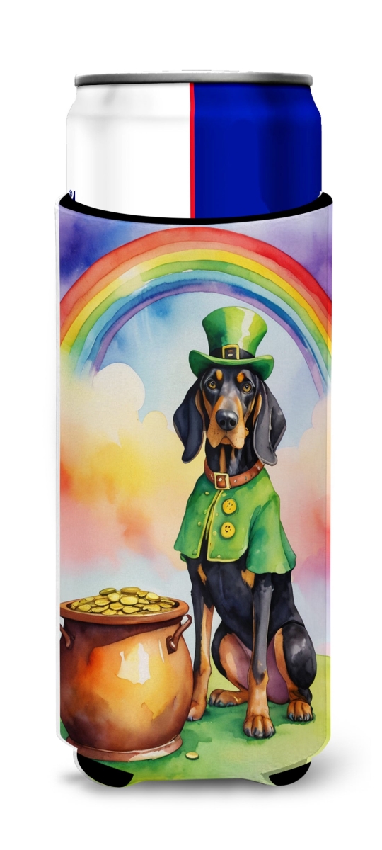 DAC5493MUK 12 oz Black & Tan Coonhound St Patricks Day Hugger for Ultra Slim Cans