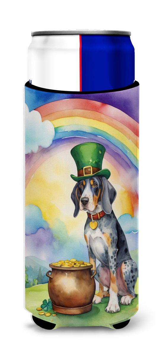 12 oz Bluetick Coonhound St Patricks Day Hugger for Ultra Slim Cans