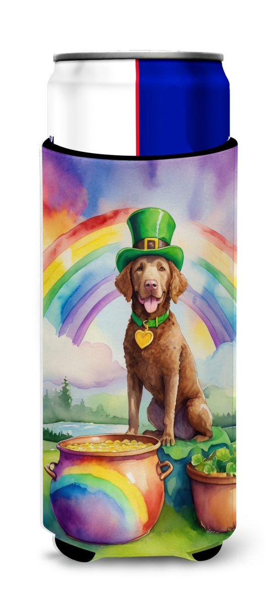 12 oz Chesapeake Bay Retriever St Patricks Day Hugger for Ultra Slim Cans