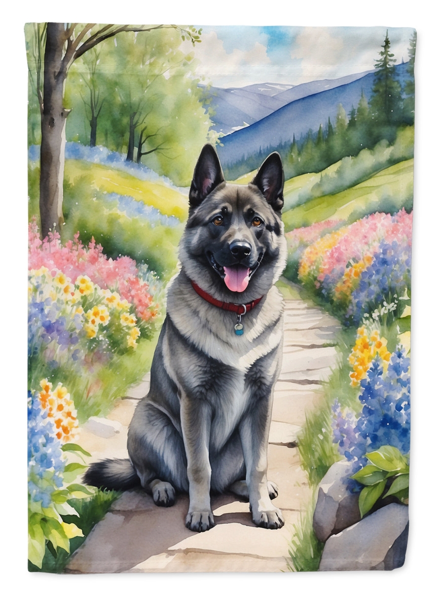 15.5 x 11.25 in. Norwegian Elkhound Spring Path Garden Flag