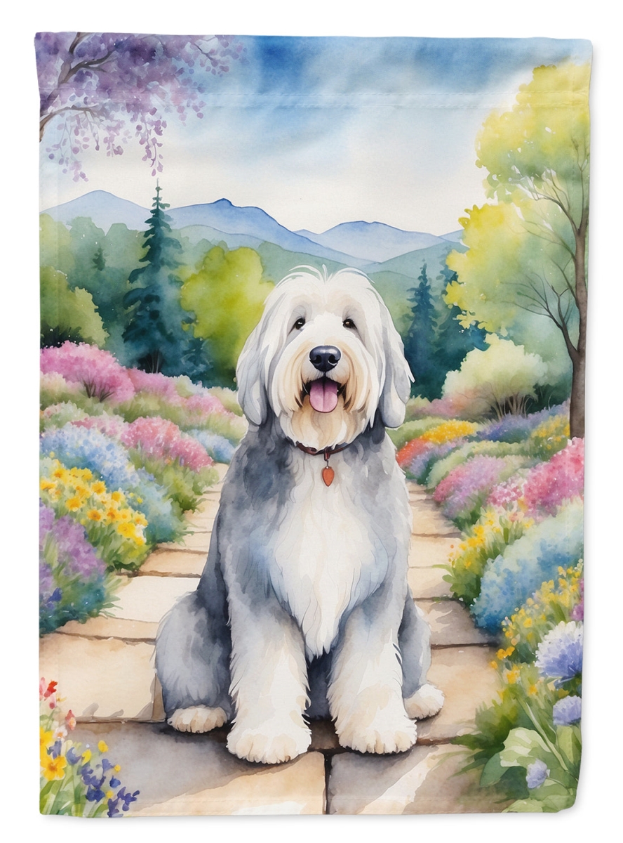 15.5 x 11.25 in. Old English Sheepdog Spring Path Garden Flag