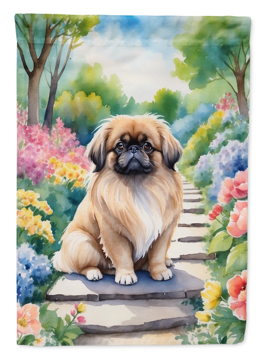 DAC6685GF 15.5 x 11.25 in. Pekingese Spring Path Garden Flag