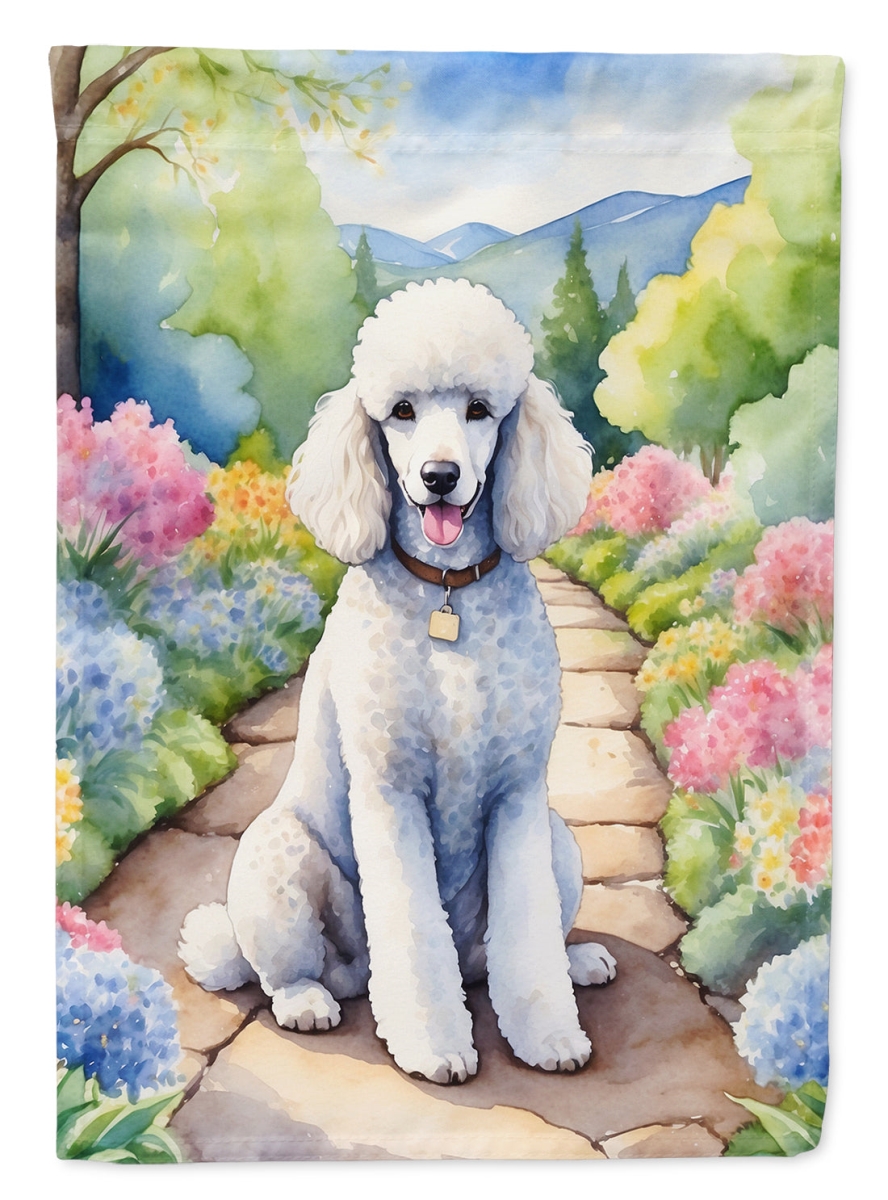 DAC6696GF 15.5 x 11.25 in. White Poodle Spring Path Garden Flag
