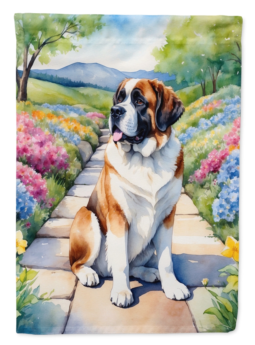 DAC6706GF 15.5 x 11.25 in. Saint Bernard Spring Path Garden Flag