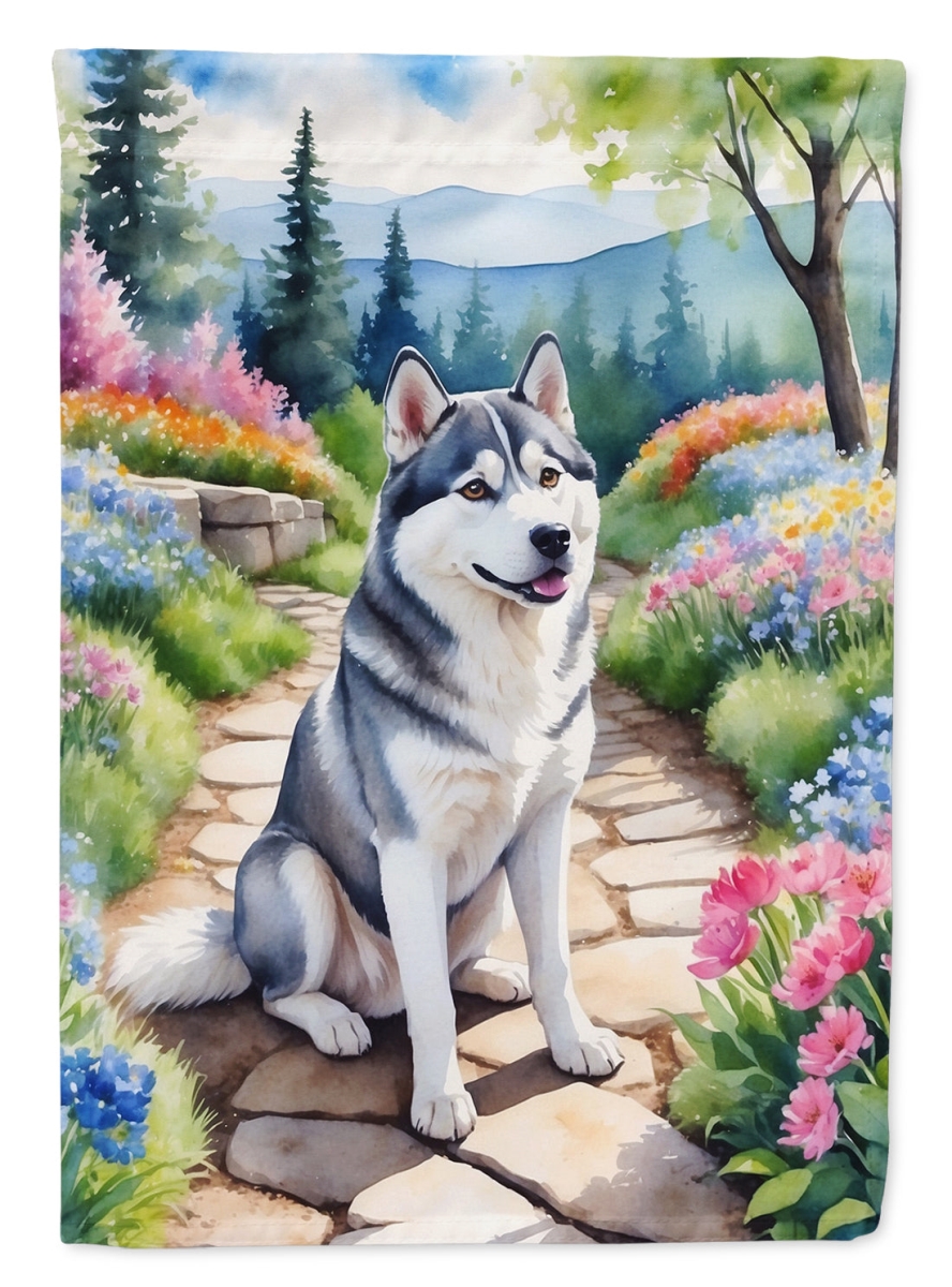 DAC6718GF 15.5 x 11.25 in. Siberian Husky Spring Path Garden Flag