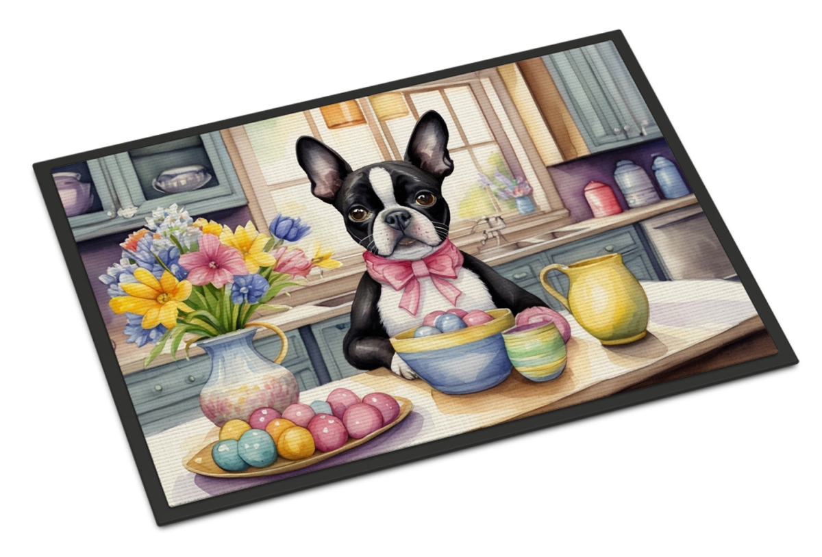 DAC6772JMAT 24 x 36 in. Decorating Easter Boston Terrier Doormat