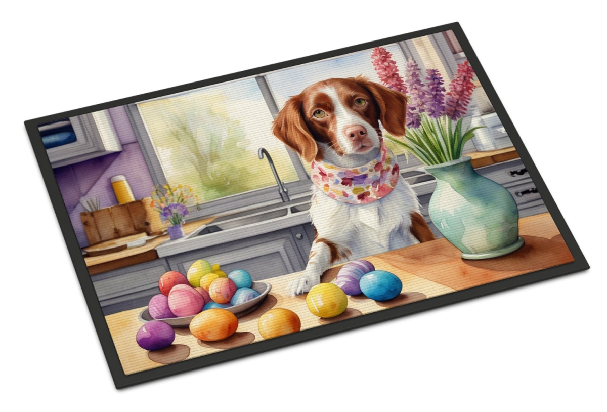 DAC6776JMAT 24 x 36 in. Decorating Easter Brittany Spaniel Doormat