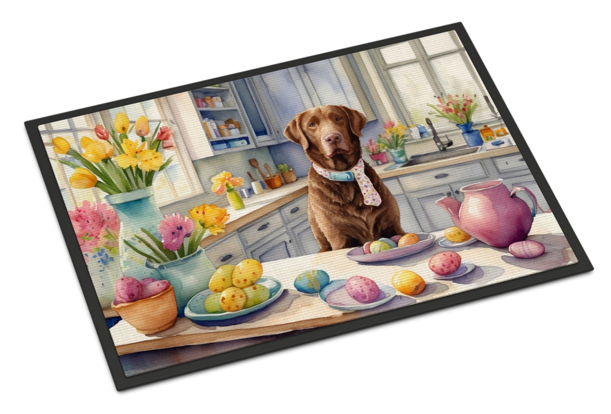 DAC6786JMAT 24 x 36 in. Decorating Easter Chesapeake Bay Retriever Doormat
