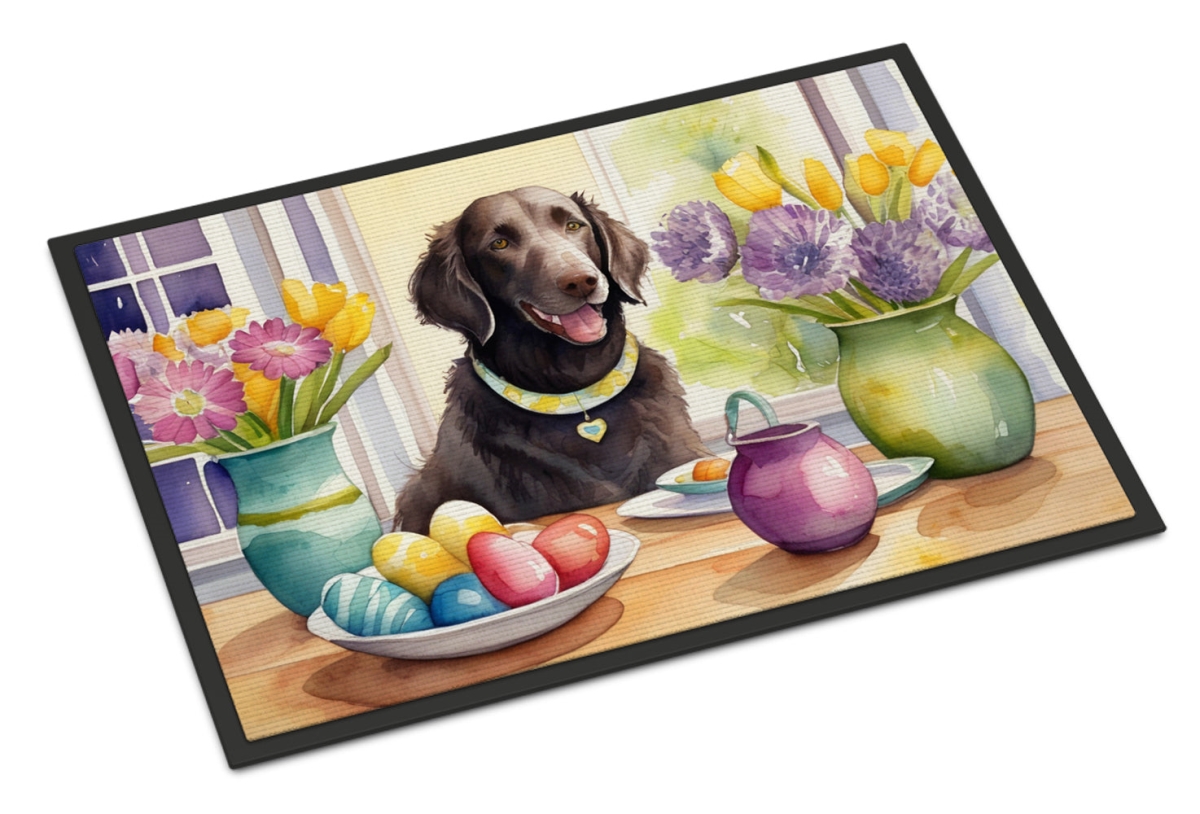 24 x 36 in. Decorating Easter Curly-Coated Retriever Doormat