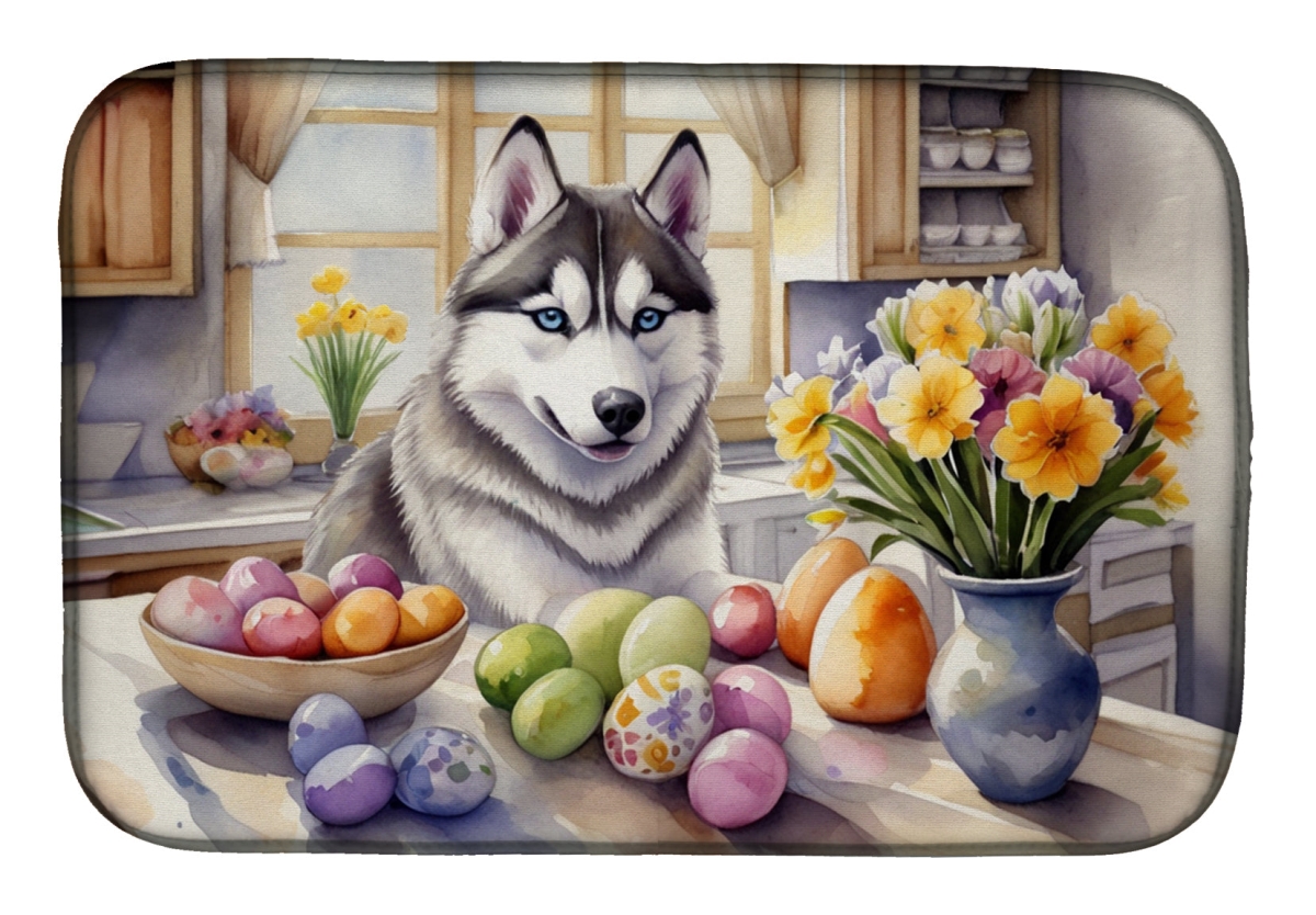 Picture of Carolines Treasures DAC6903DDM 21 x 14 in. Decorating Easter Siberian Husky Dish Drying Mat