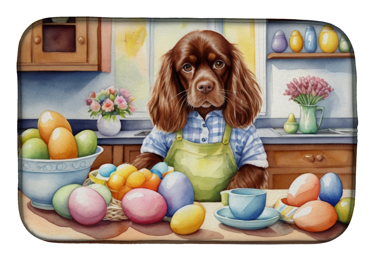 Picture of Carolines Treasures DAC6910DDM 21 x 14 in. Decorating Easter Sussex Spaniel Dish Drying Mat
