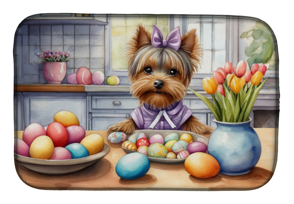 Picture of Carolines Treasures DAC6922DDM 21 x 14 in. Decorating Easter Yorkshire Terrier Dish Drying Mat