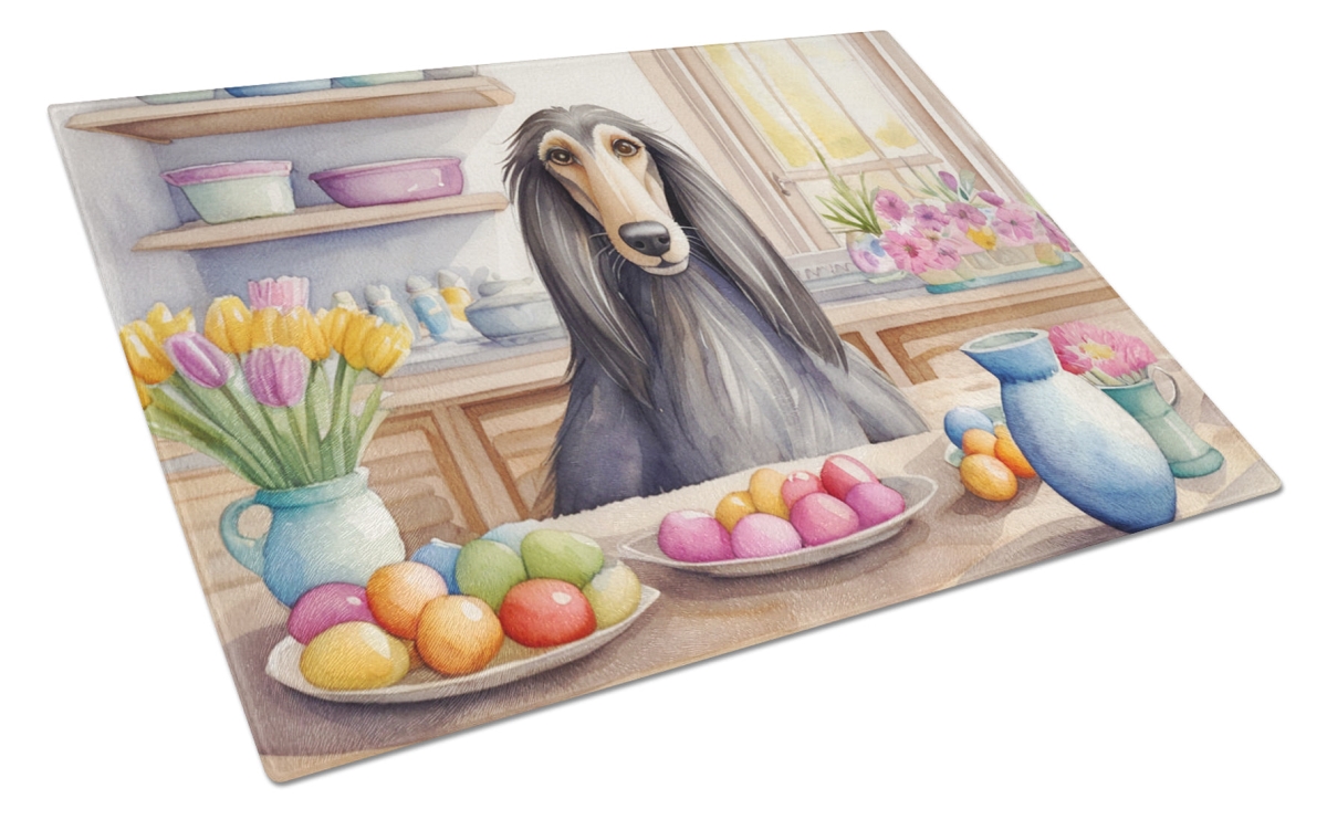 DAC6738LCB 15 x 12 in. Decorating Easter Afghan Hound Glass Cutting Board