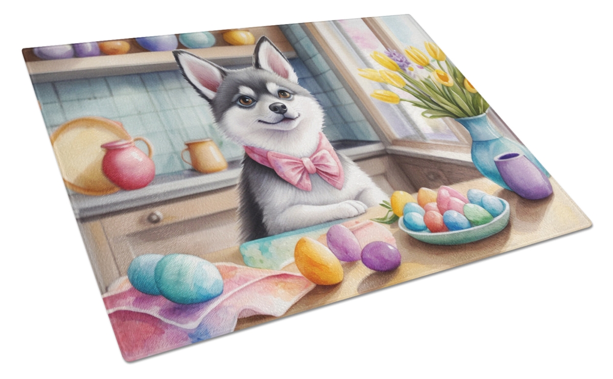 DAC6741LCB 15 x 12 in. Decorating Easter Alaskan Klee Kai Glass Cutting Board