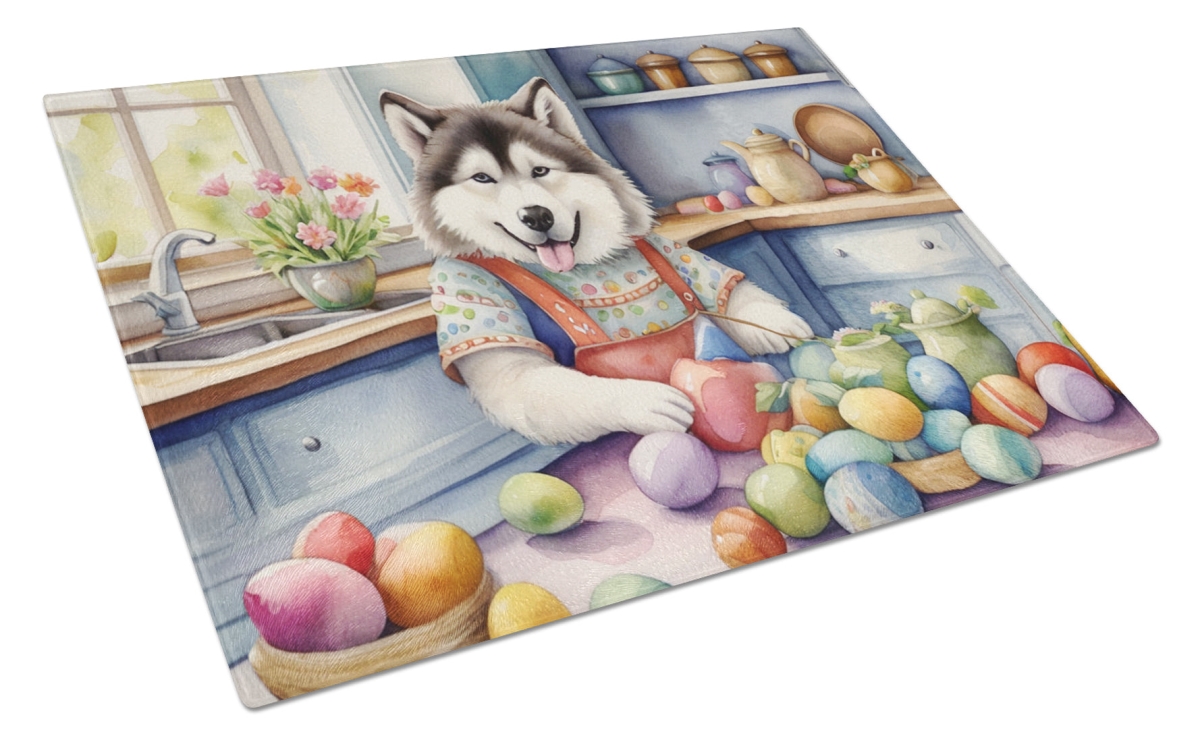 DAC6742LCB 15 x 12 in. Decorating Easter Alaskan Malamute Glass Cutting Board