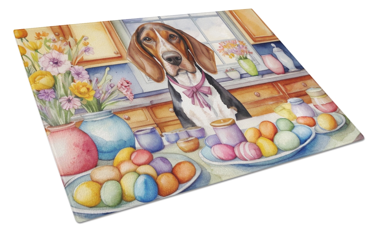 15 x 12 in. Decorating Easter American English Coonhound Glass Cutting Board