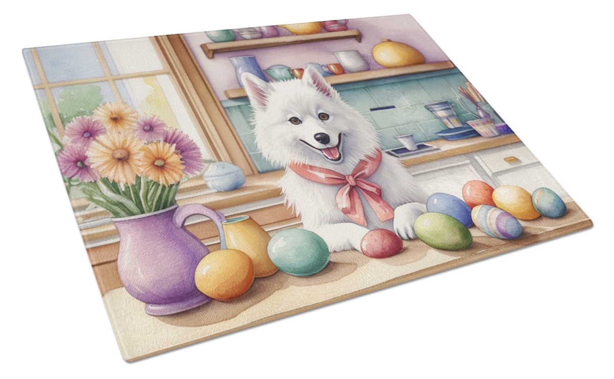 DAC6745LCB 15 x 12 in. Decorating Easter American Eskimo Glass Cutting Board