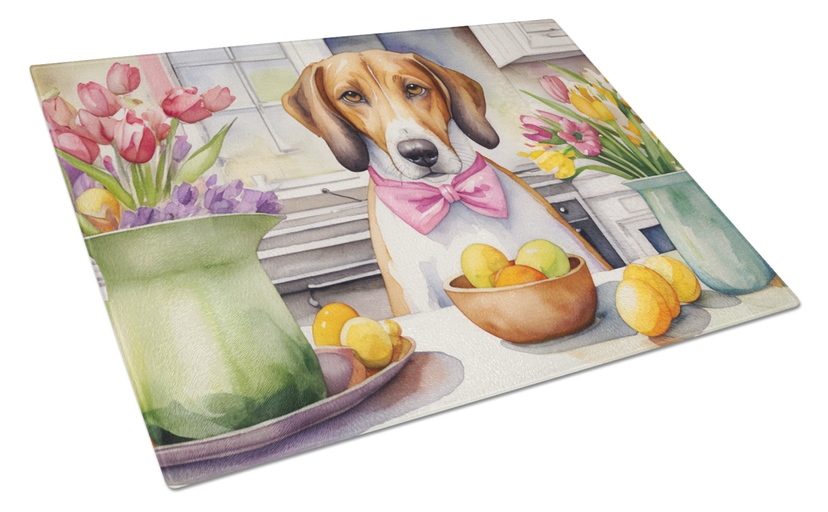 DAC6746LCB 15 x 12 in. Decorating Easter American Foxhound Glass Cutting Board