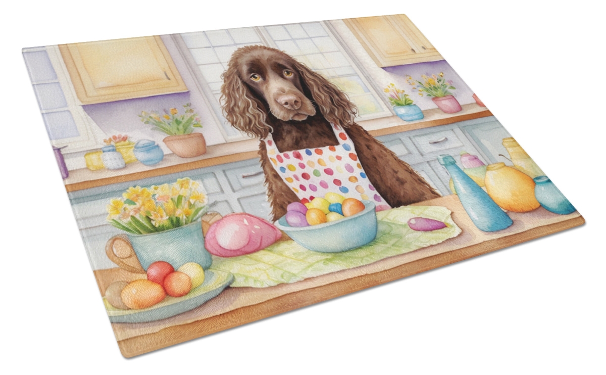 DAC6747LCB 15 x 12 in. Decorating Easter American Water Spaniel Glass Cutting Board