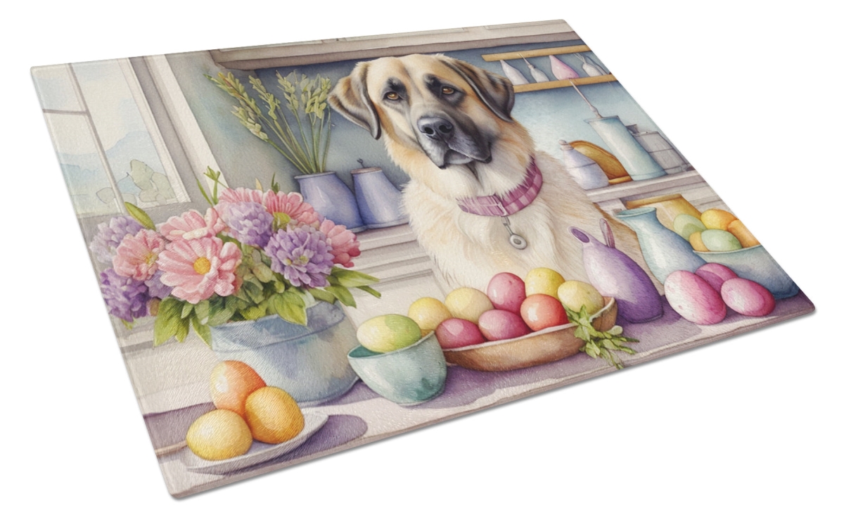 DAC6748LCB 15 x 12 in. Decorating Easter Anatolian Shepherd Dog Glass Cutting Board