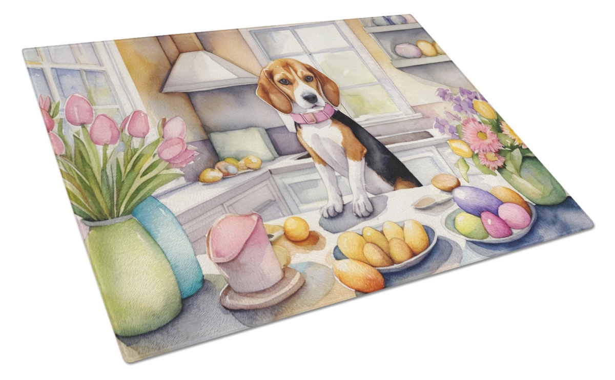 DAC6754LCB 15 x 12 in. Decorating Easter Beagle Glass Cutting Board