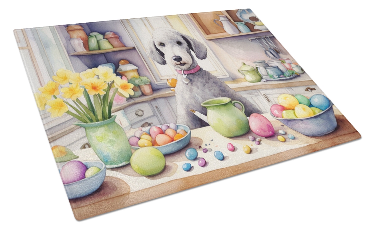 DAC6756LCB 15 x 12 in. Decorating Easter Bedlington Terrier Glass Cutting Board