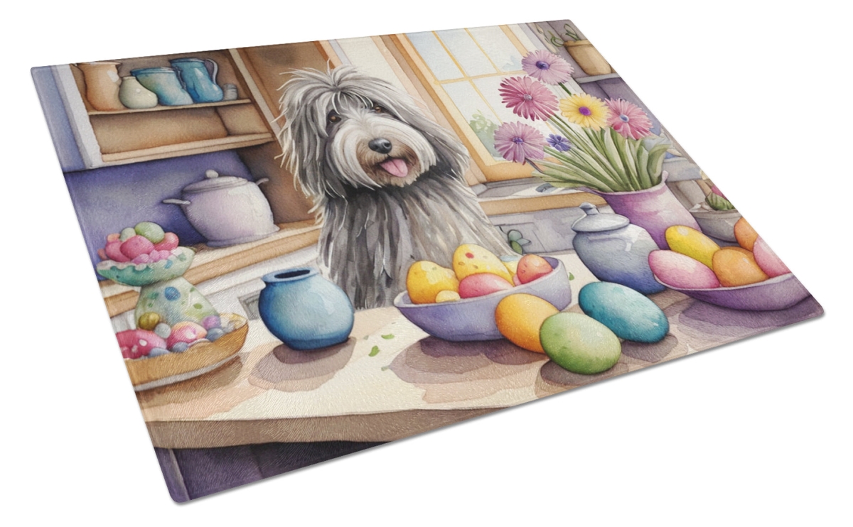 DAC6760LCB 15 x 12 in. Decorating Easter Bergamasco Sheepdog Glass Cutting Board