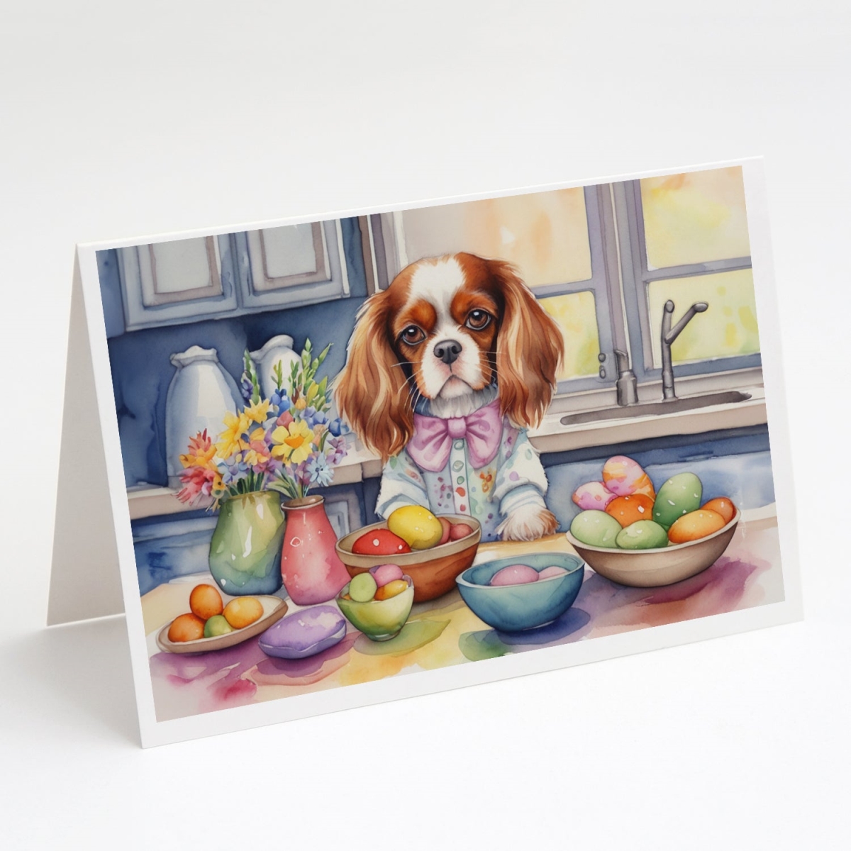 DAC6784GCA7P 5 x 7 in. Decorating Easter Cavalier Spaniel Greeting Cards - Pack of 8