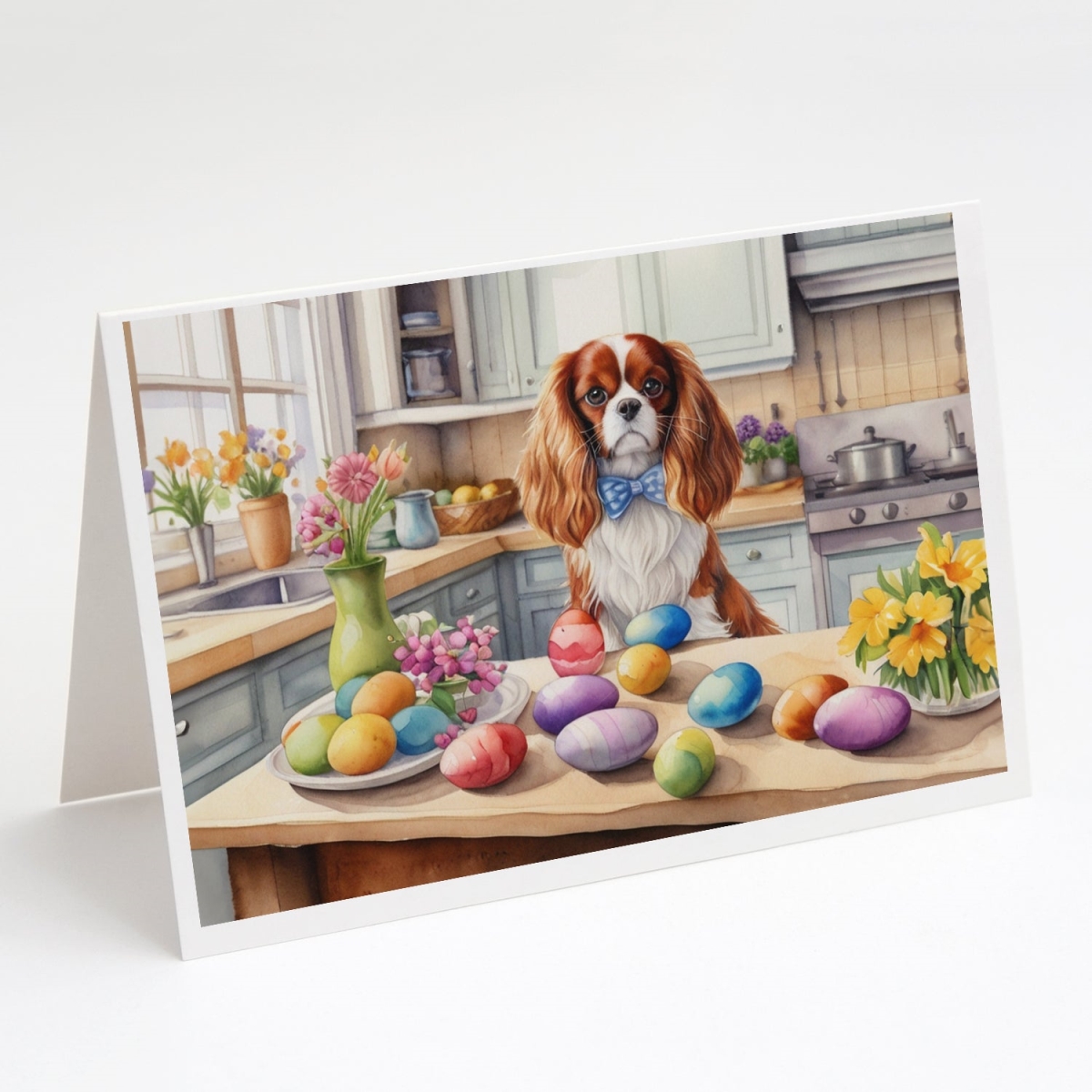 DAC6785GCA7P 5 x 7 in. Decorating Easter Cavalier Spaniel Greeting Cards - Pack of 8