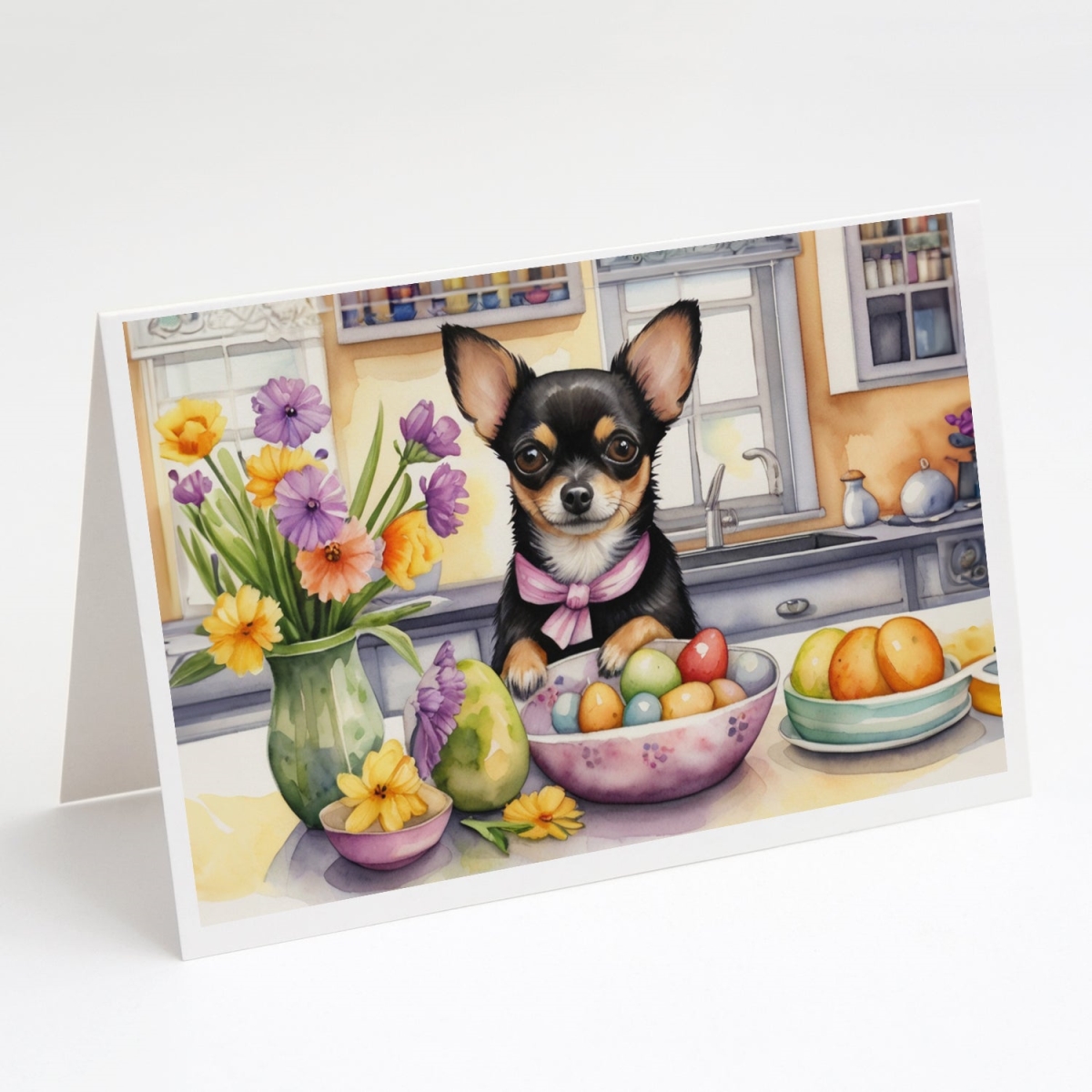 DAC6788GCA7P 5 x 7 in. Decorating Easter Chihuahua Greeting Cards - Pack of 8