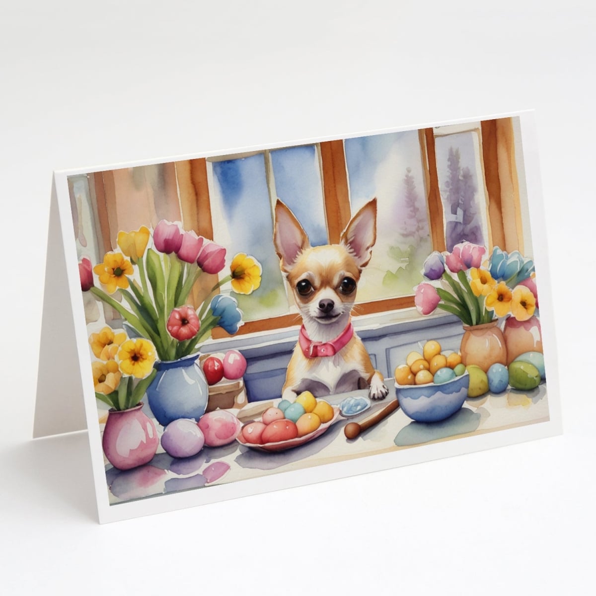 DAC6789GCA7P 5 x 7 in. Decorating Easter Chihuahua Greeting Cards - Pack of 8