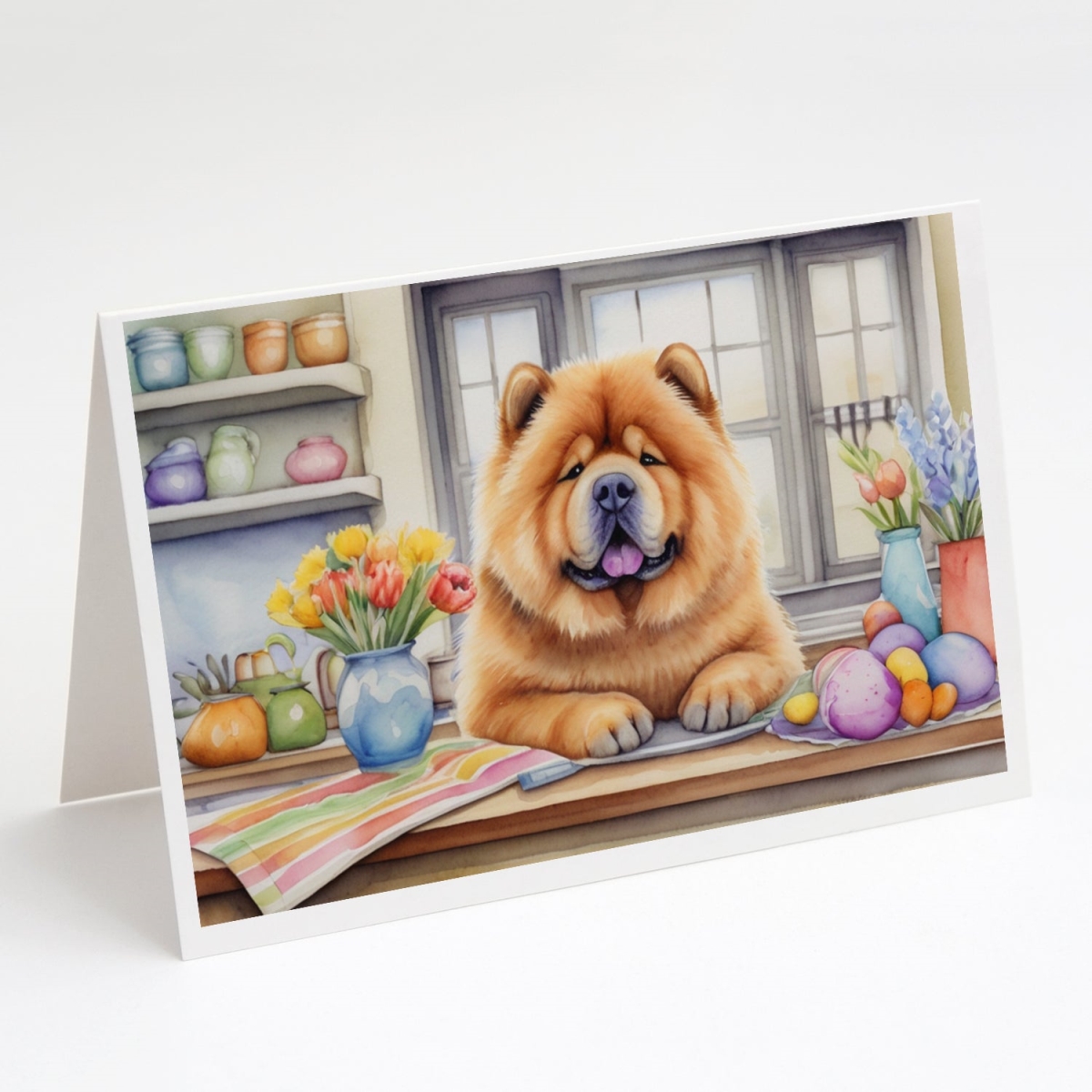 5 x 7 in. Decorating Easter Chow Chow Greeting Cards - Pack of 8