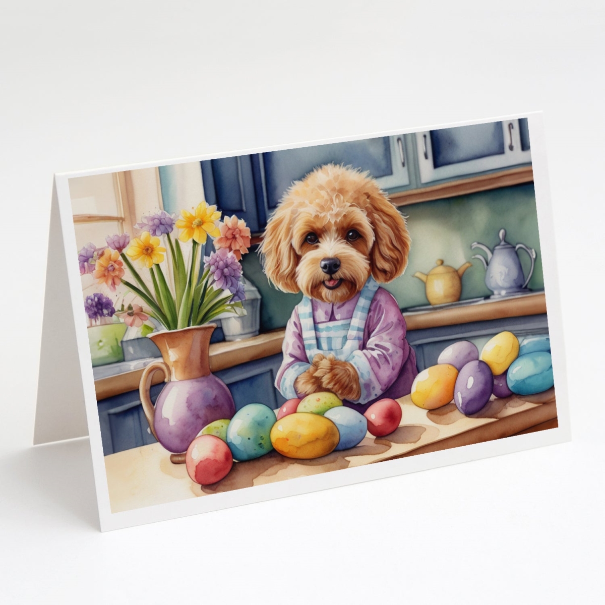 DAC6792GCA7P 5 x 7 in. Decorating Easter Cockapoo Greeting Cards - Pack of 8