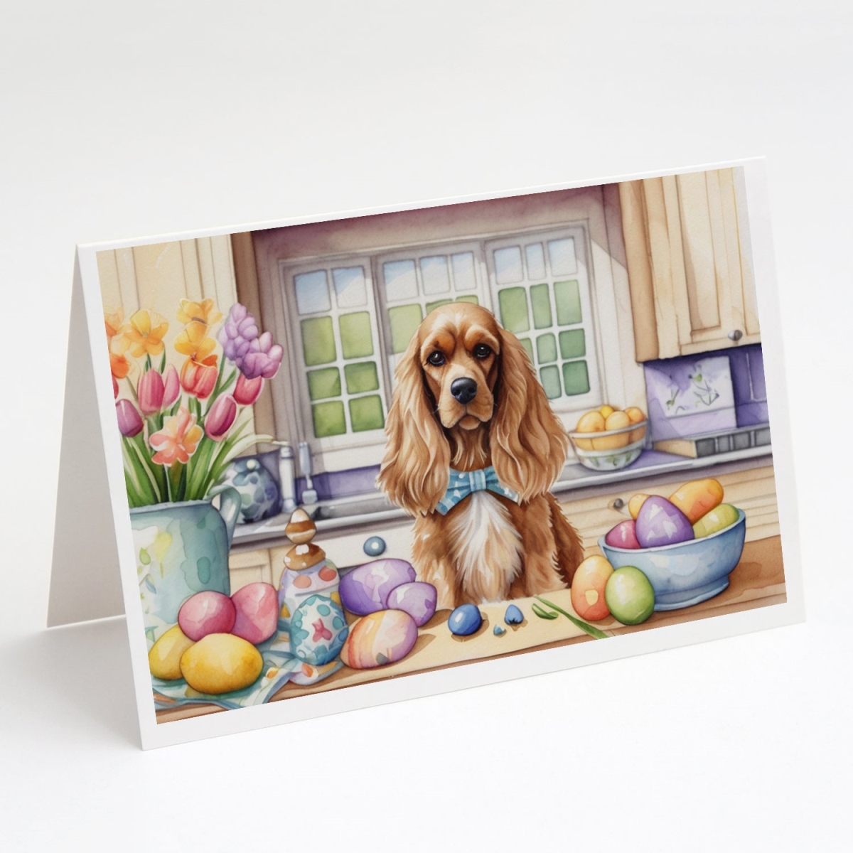 DAC6794GCA7P 5 x 7 in. Decorating Easter Cocker Spaniel Greeting Cards - Pack of 8