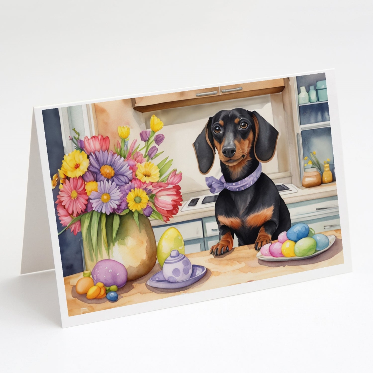 DAC6800GCA7P 5 x 7 in. Decorating Easter Dachshund Greeting Cards - Pack of 8