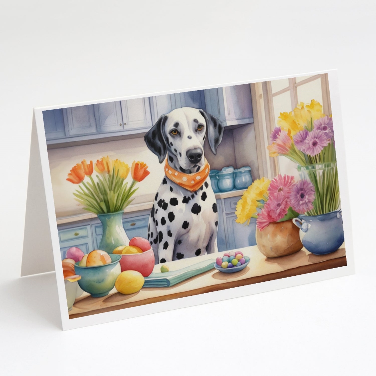 DAC6801GCA7P 5 x 7 in. Decorating Easter Dalmatian Greeting Cards - Pack of 8