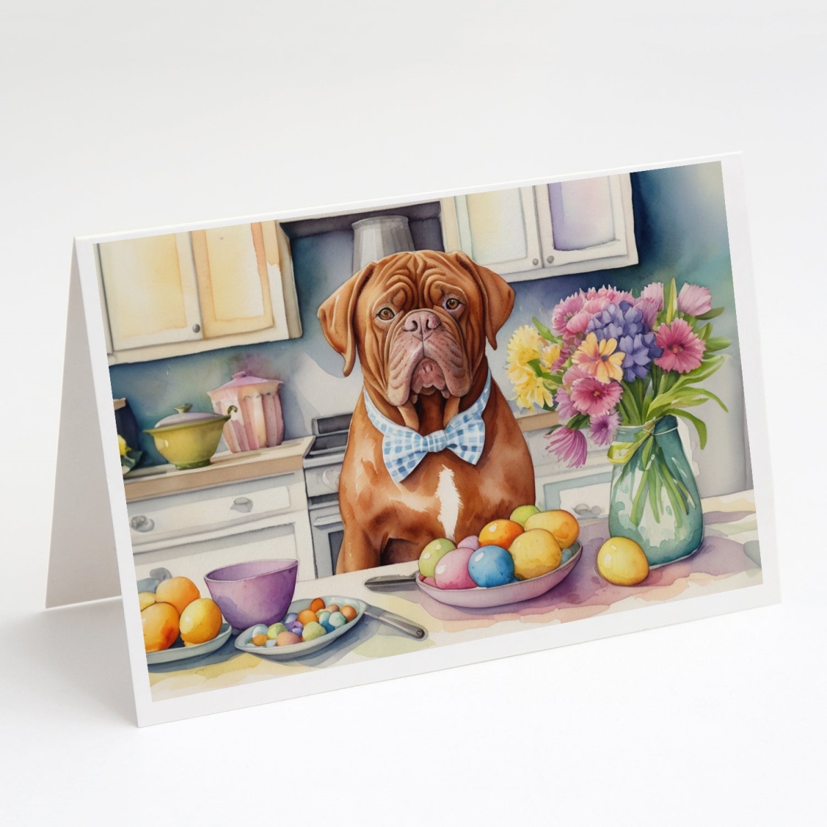 5 x 7 in. Decorating Easter Dogue De Bordeaux Greeting Cards - Pack of 8
