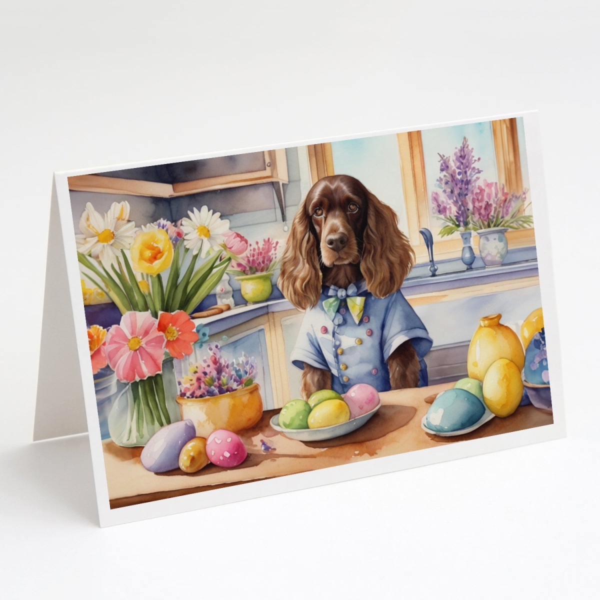 DAC6807GCA7P 5 x 7 in. Decorating Easter English Cocker Spaniel Greeting Cards - Pack of 8