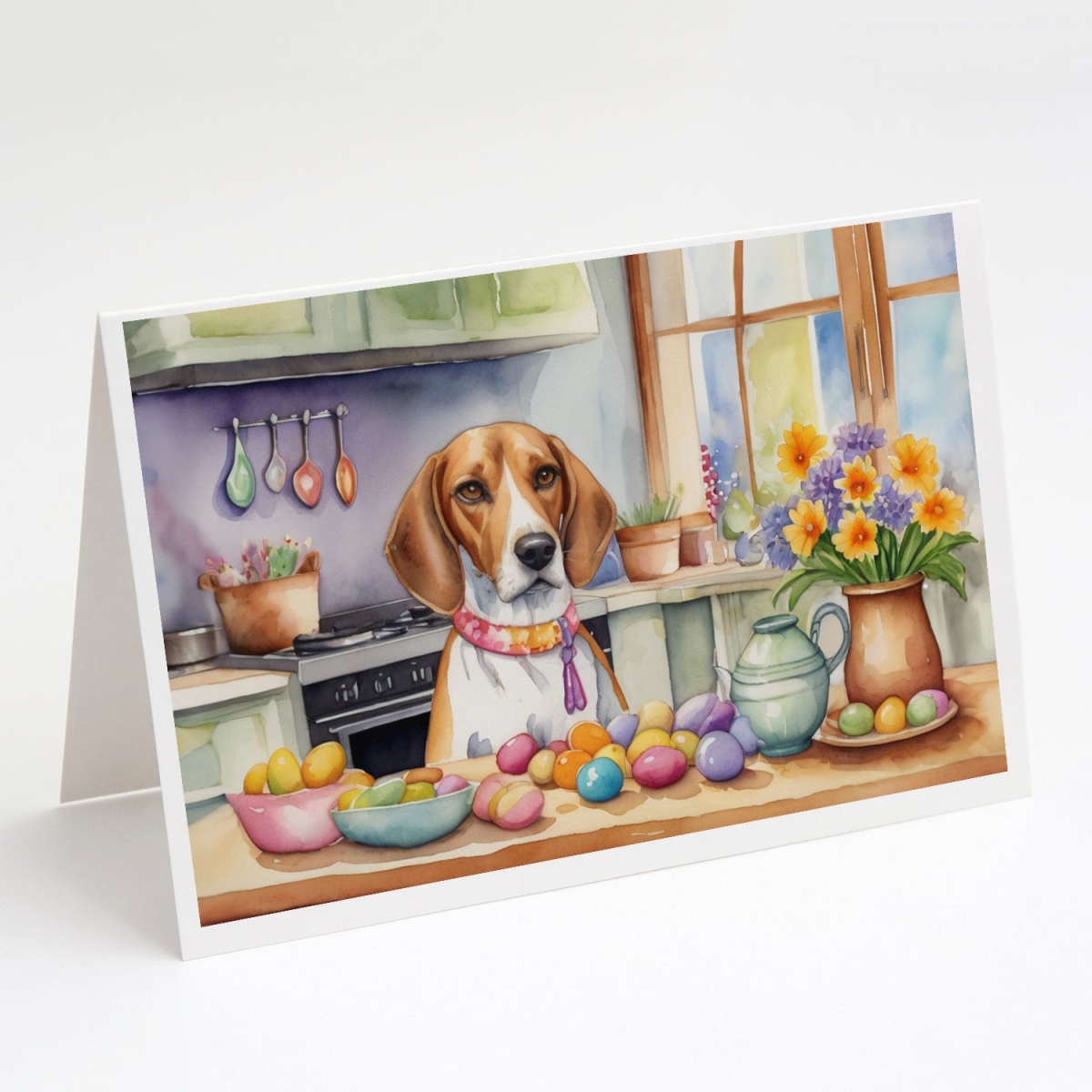 DAC6808GCA7P 5 x 7 in. Decorating Easter English Foxhound Greeting Cards - Pack of 8