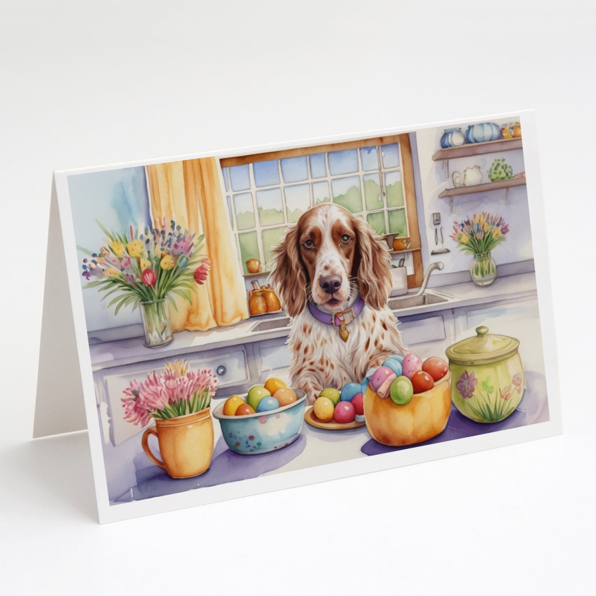 DAC6809GCA7P 5 x 7 in. Decorating Easter English Setter Greeting Cards - Pack of 8