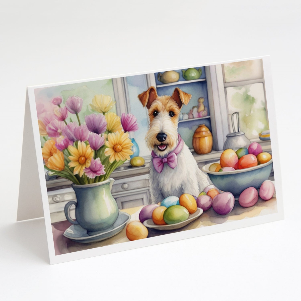 5 x 7 in. Decorating Easter Fox Terrier Greeting Cards - Pack of 8