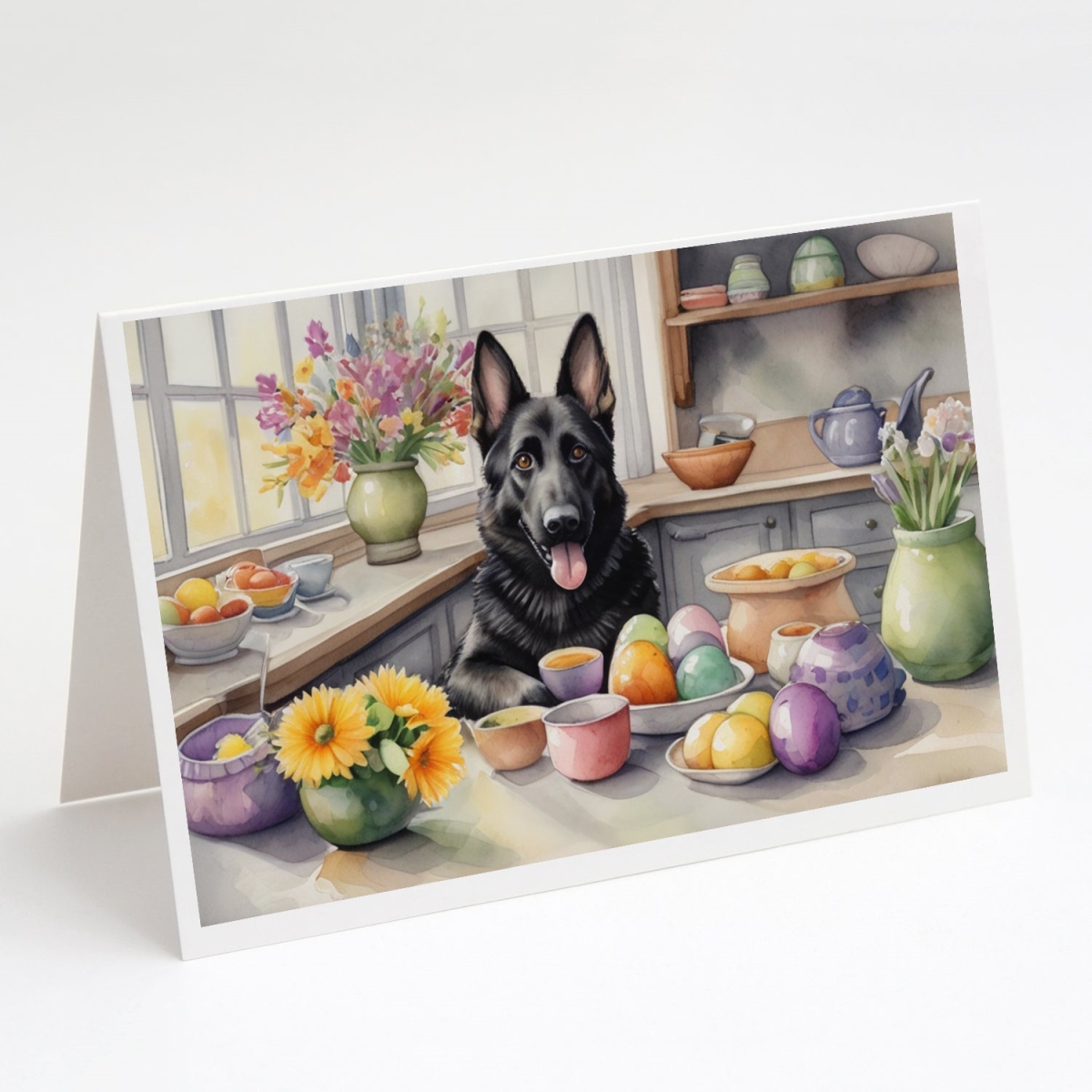 5 x 7 in. Decorating Easter German Shepherd Greeting Cards - Pack of 8