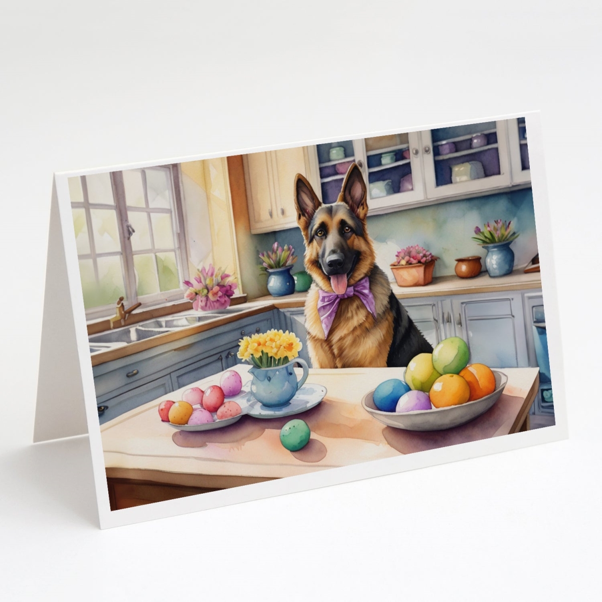 DAC6817GCA7P 5 x 7 in. Decorating Easter German Shepherd Greeting Cards - Pack of 8