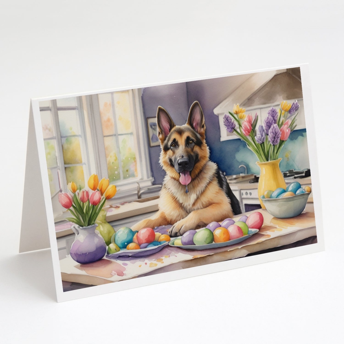 DAC6818GCA7P 5 x 7 in. Decorating Easter German Shepherd Greeting Cards - Pack of 8