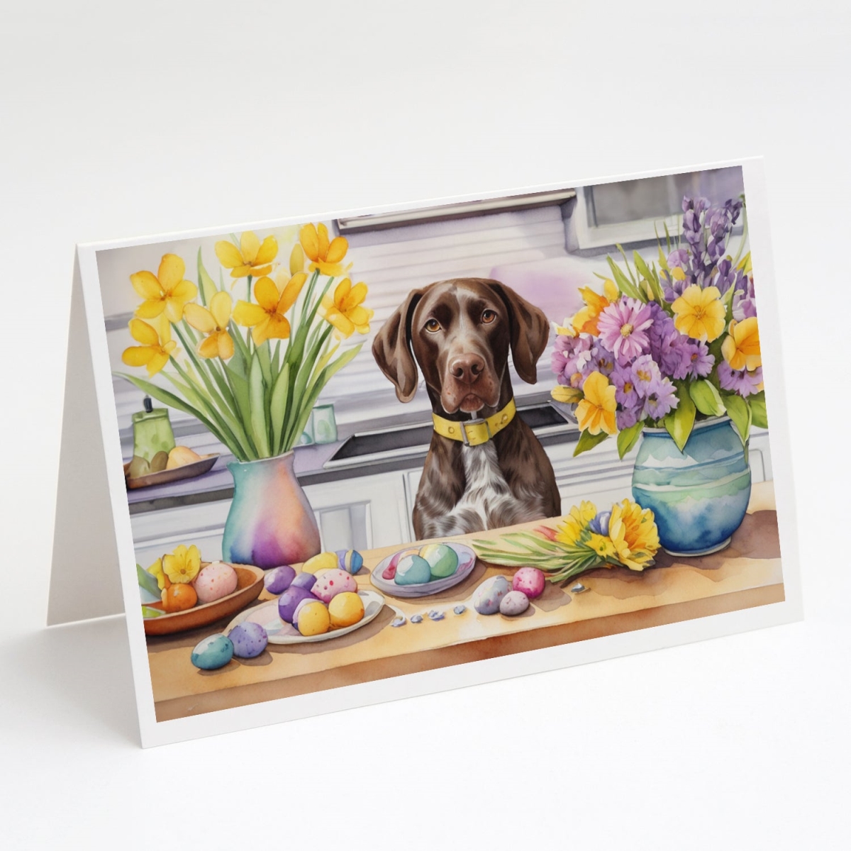 DAC6819GCA7P 5 x 7 in. Decorating Easter German Shorthaired Pointer Greeting Cards - Pack of 8