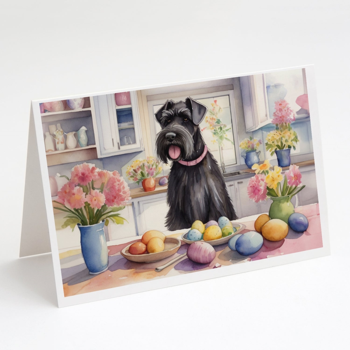 DAC6821GCA7P 5 x 7 in. Decorating Easter Giant Schnauzer Greeting Cards - Pack of 8