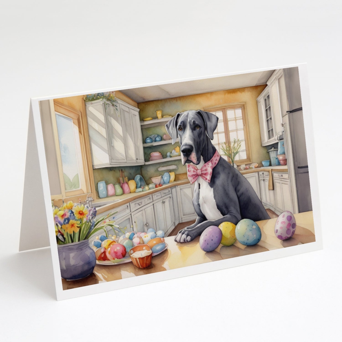 DAC6827GCA7P 5 x 7 in. Decorating Easter Great Dane Greeting Cards - Pack of 8