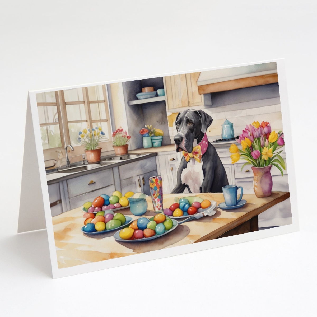 DAC6828GCA7P 5 x 7 in. Decorating Easter Great Dane Greeting Cards - Pack of 8