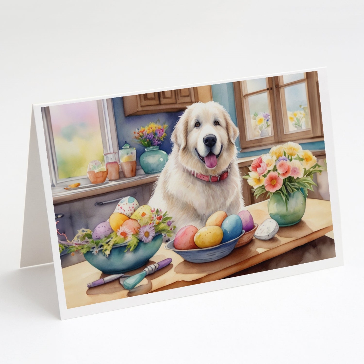 DAC6829GCA7P 5 x 7 in. Decorating Easter Great Pyrenees Greeting Cards - Pack of 8