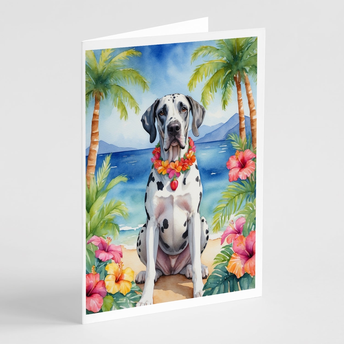 5 x 7 in. Great Dane Luau Greeting Cards - Pack of 8